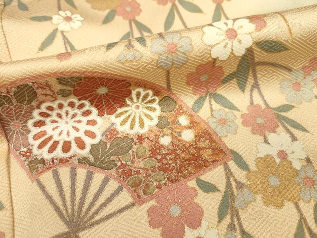 平和屋着物■訪問着　扇面花文　暈し染め　金彩　正絹　逸品　DABF0707ya