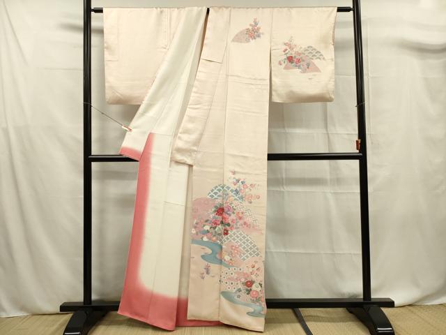 平和屋着物■訪問着　草花文　正絹　逸品　DABF0710ya