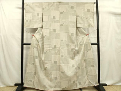 平和屋着物■上質な紬　幾何学文　正絹　逸品　DABF0716ya