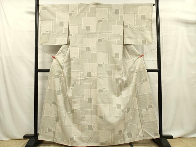 平和屋着物■上質な紬　幾何学文　正絹　逸品　DABF0716ya