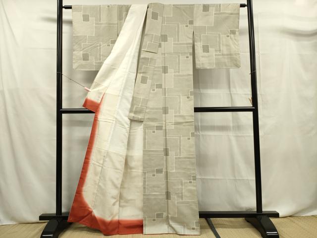 平和屋着物■上質な紬　幾何学文　正絹　逸品　DABF0716ya