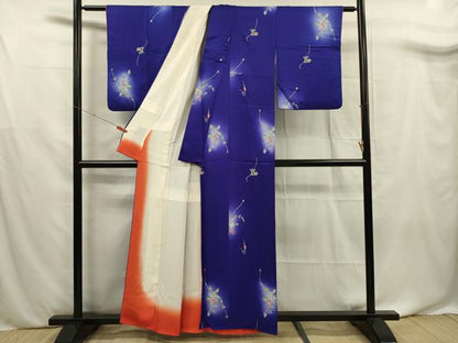 平和屋着物■上質な小紋 草花文 蛍暈し 正絹 逸品 DABF0725ya
