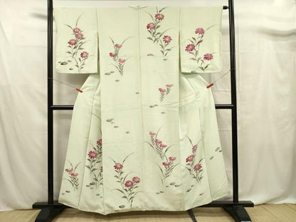 平和屋着物■訪問着 手描き 草花文 正絹 逸品 DABF0726ya