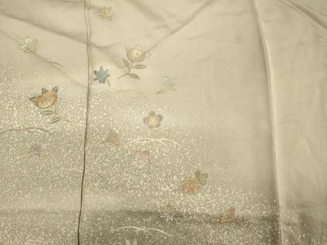 平和屋着物■訪問着 刺繍 草花文 金彩 正絹 逸品 DABF0728ya