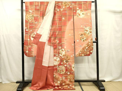 平和屋着物■豪華振袖 芝草雪輪花文 金彩 正絹 逸品 DABF0731ya