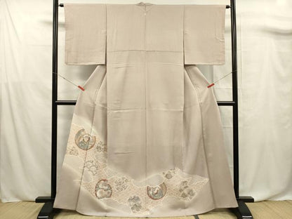 平和屋着物■豪華色留袖　駒刺繍　花鳥丸文　金彩　正絹　逸品　DABF0732ya