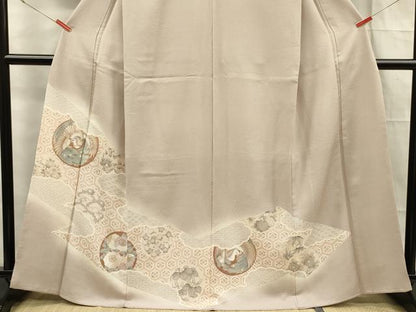 平和屋着物■豪華色留袖　駒刺繍　花鳥丸文　金彩　正絹　逸品　DABF0732ya