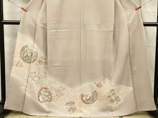 平和屋着物■豪華色留袖　駒刺繍　花鳥丸文　金彩　正絹　逸品　DABF0732ya