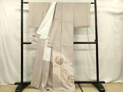 平和屋着物■豪華色留袖　駒刺繍　花鳥丸文　金彩　正絹　逸品　DABF0732ya