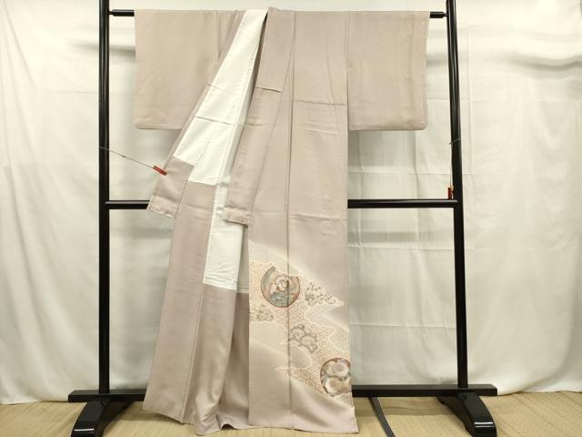 平和屋着物■豪華色留袖　駒刺繍　花鳥丸文　金彩　正絹　逸品　DABF0732ya
