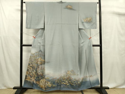 平和屋着物■訪問着　風景文　暈し染め　金彩　正絹　逸品　DABF0734ya