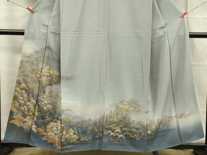 平和屋着物■訪問着　風景文　暈し染め　金彩　正絹　逸品　DABF0734ya