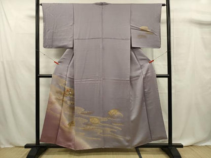 平和屋着物■訪問着 刺繍 流水地紙花文 暈し染め 金彩 正絹 逸品 DABF0735ya