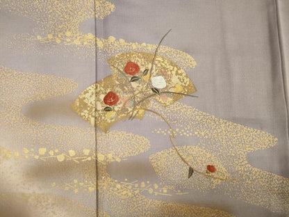 平和屋着物■訪問着 刺繍 流水地紙花文 暈し染め 金彩 正絹 逸品 DABF0735ya