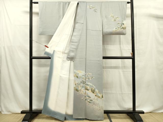平和屋着物■訪問着　友禅　樹林文　暈し染め　正絹　逸品　DABF0736ya