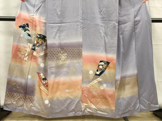 平和屋着物■訪問着 扇面花鳥文 暈し染め 金彩 正絹 逸品 DABF0737ya
