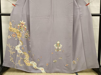 平和屋着物■訪問着 刺繍 花唐草文 金彩 正絹 逸品 DABF0741ya