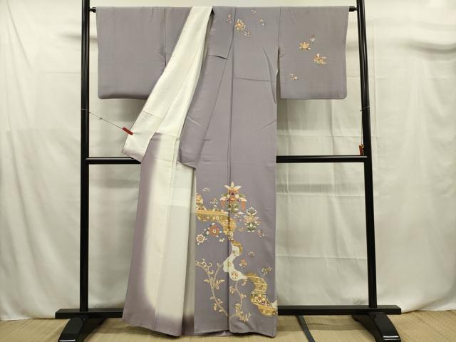 平和屋着物■訪問着 刺繍 花唐草文 金彩 正絹 逸品 DABF0741ya