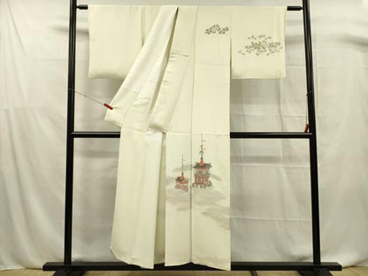 平和屋着物■訪問着 寿光織 人物風景文 金糸 正絹 逸品 DABF0743ya