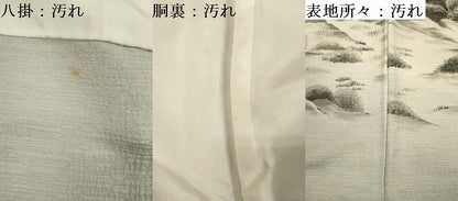 平和屋着物■訪問着 作家物 紬地 手描き 風景文 正絹 逸品 DABF0744ya