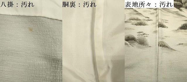 平和屋着物■訪問着 作家物 紬地 手描き 風景文 正絹 逸品 DABF0744ya