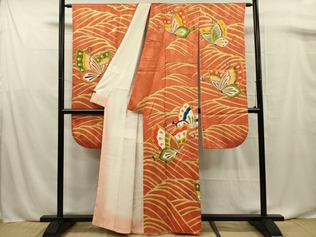 平和屋着物■豪華振袖 駒刺繍 舞蝶文 金彩 正絹 逸品 DABF0745ya