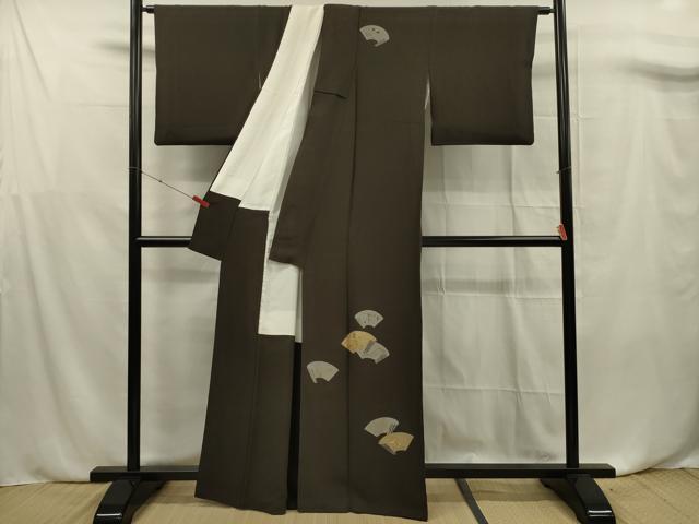 平和屋着物■訪問着 駒刺繍 地紙重ね文 金彩 正絹 逸品 DABF0747ya