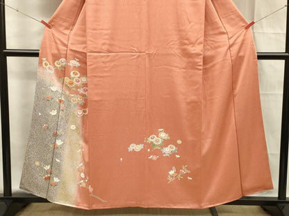 平和屋着物■訪問着 駒刺繍 草花文 たたき染め 正絹 逸品 DABF0749ya