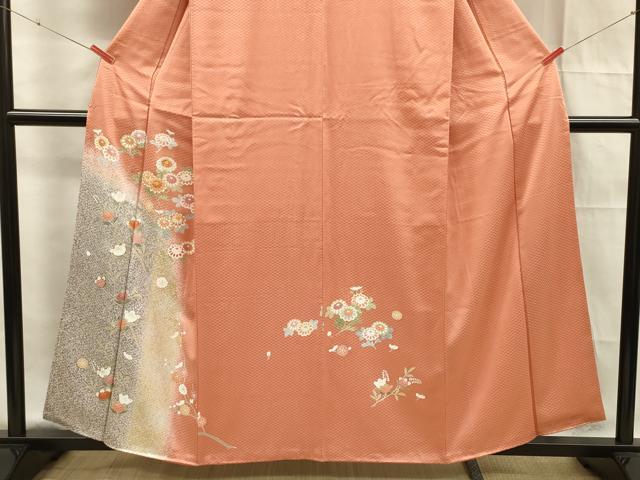 平和屋着物■訪問着 駒刺繍 草花文 たたき染め 正絹 逸品 DABF0749ya