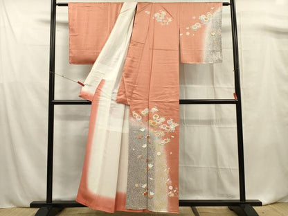 平和屋着物■訪問着 駒刺繍 草花文 たたき染め 正絹 逸品 DABF0749ya