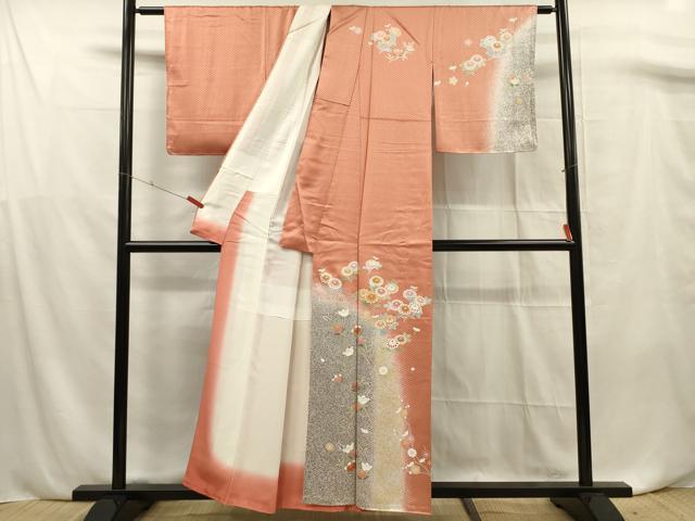 平和屋着物■訪問着 駒刺繍 草花文 たたき染め 正絹 逸品 DABF0749ya
