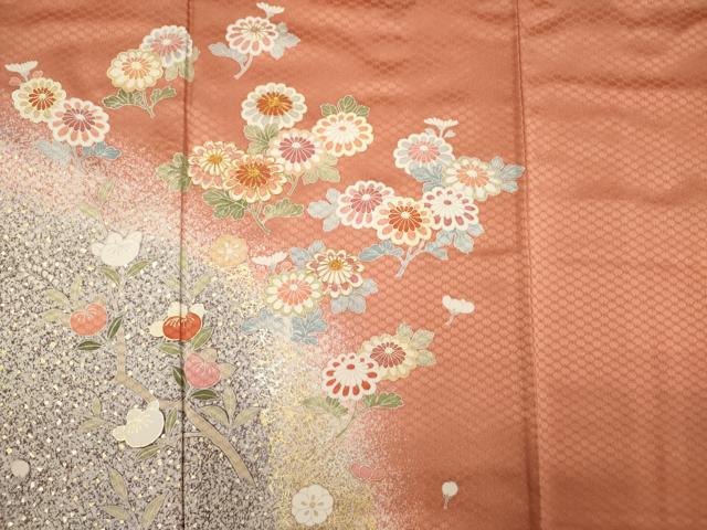 平和屋着物■訪問着 駒刺繍 草花文 たたき染め 正絹 逸品 DABF0749ya