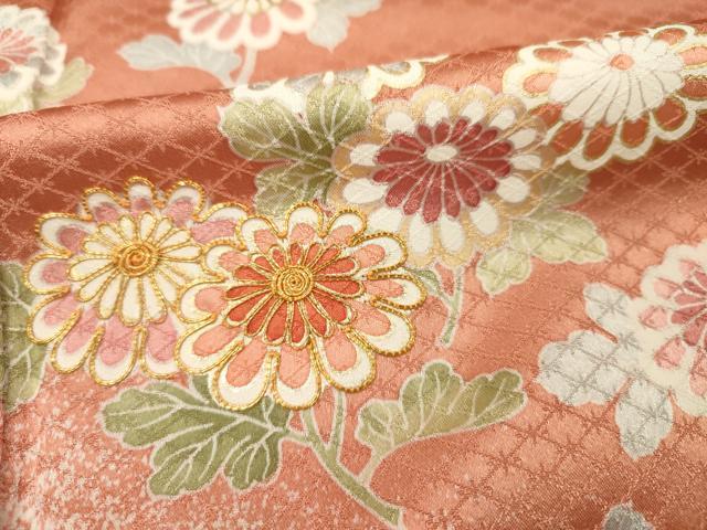 平和屋着物■訪問着 駒刺繍 草花文 たたき染め 正絹 逸品 DABF0749ya