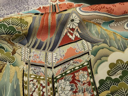 平和屋着物■豪華黒留袖　駒刺繍　風景文　暈し染め　金彩　正絹　逸品　未使用　DABF0755ya