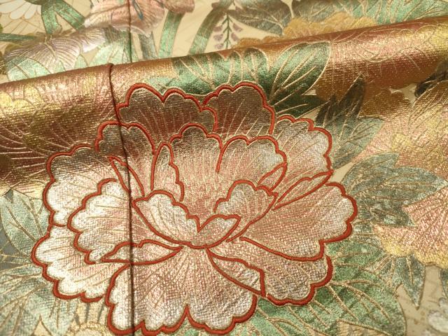 平和屋着物■豪華振袖　刺繍　花車文　暈し染め　金銀彩　正絹　逸品　DABF0761ya