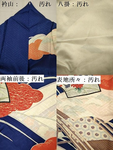 平和屋着物■豪華振袖　駒刺繍　地紙花文　金彩　正絹　逸品　DABF0763ya