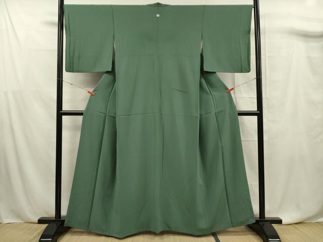 平和屋着物■上質な色無地　老竹色　正絹　逸品　DABF0767ya