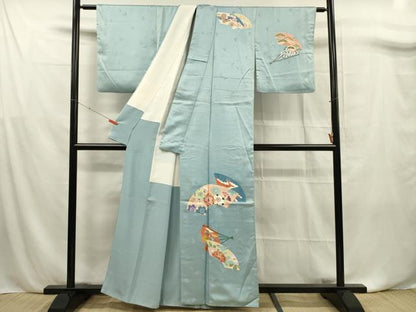 平和屋着物■訪問着　駒刺繍　地紙花文　金糸　正絹　逸品　DABF0769ya