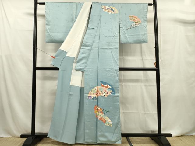 平和屋着物■訪問着　駒刺繍　地紙花文　金糸　正絹　逸品　DABF0769ya