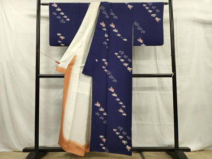 平和屋着物■上質な小紋　舞蝶文　金銀彩　正絹　逸品　DABF0771ya