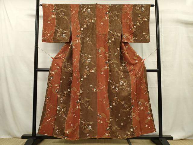平和屋着物■上質な小紋　花間道　金彩　正絹　逸品　DABF0773ya