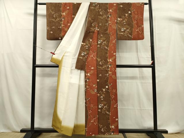 平和屋着物■上質な小紋　花間道　金彩　正絹　逸品　DABF0773ya