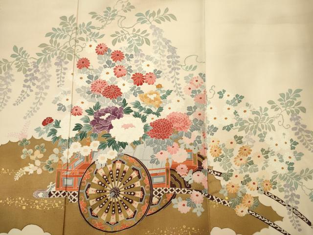 平和屋着物■豪華色留袖　作家物　花車文　金彩　正絹　逸品　DABF0774ya