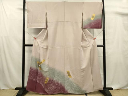 平和屋着物■訪問着　短冊花文　暈し染め　金彩　正絹　逸品　DABF0775ya