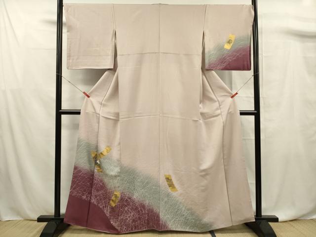 平和屋着物■訪問着　短冊花文　暈し染め　金彩　正絹　逸品　DABF0775ya