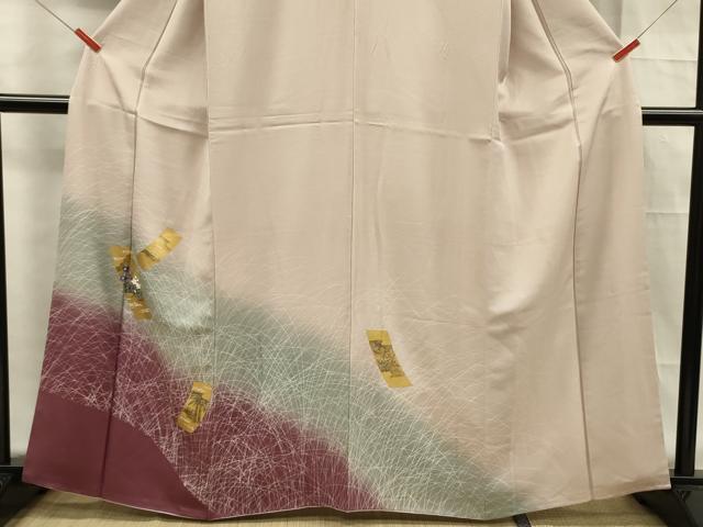 平和屋着物■訪問着　短冊花文　暈し染め　金彩　正絹　逸品　DABF0775ya