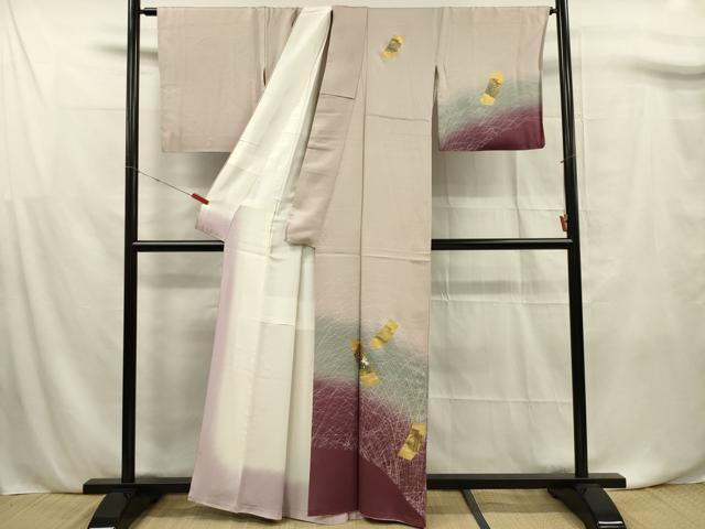 平和屋着物■訪問着　短冊花文　暈し染め　金彩　正絹　逸品　DABF0775ya