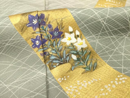 平和屋着物■訪問着　短冊花文　暈し染め　金彩　正絹　逸品　DABF0775ya