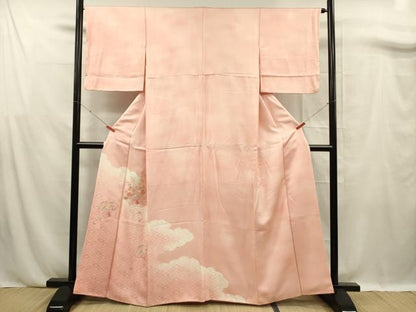 平和屋着物■訪問着　刺繍　扇面花文　正絹　逸品　DABF0776ya