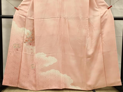 平和屋着物■訪問着　刺繍　扇面花文　正絹　逸品　DABF0776ya